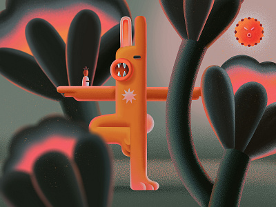 Yoga app character digital digitalillustration graphic design illustration nature rabbit relax sun
