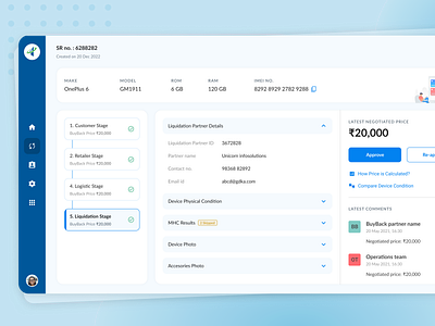 Redesigning BuyBack Dashboard approve card chat comment dashboard dropdown list menu price reject timeline ui ux