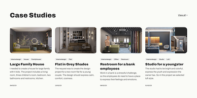 Case Studies Page - Interior design article design interiordesign news portfolio ui website