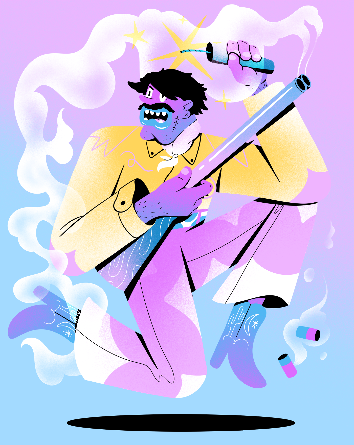 Wild West 2d art bomb character character design colour crook design digital gun guy illustration line shade style western wild