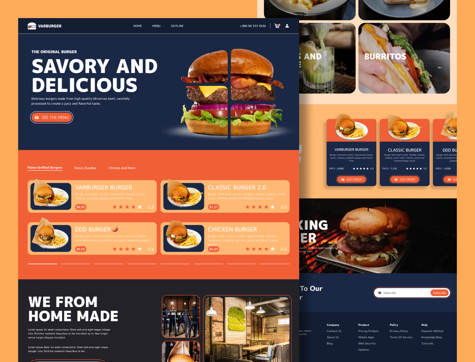 UI Burger Landing Page by Dima Mykhailenko on Dribbble