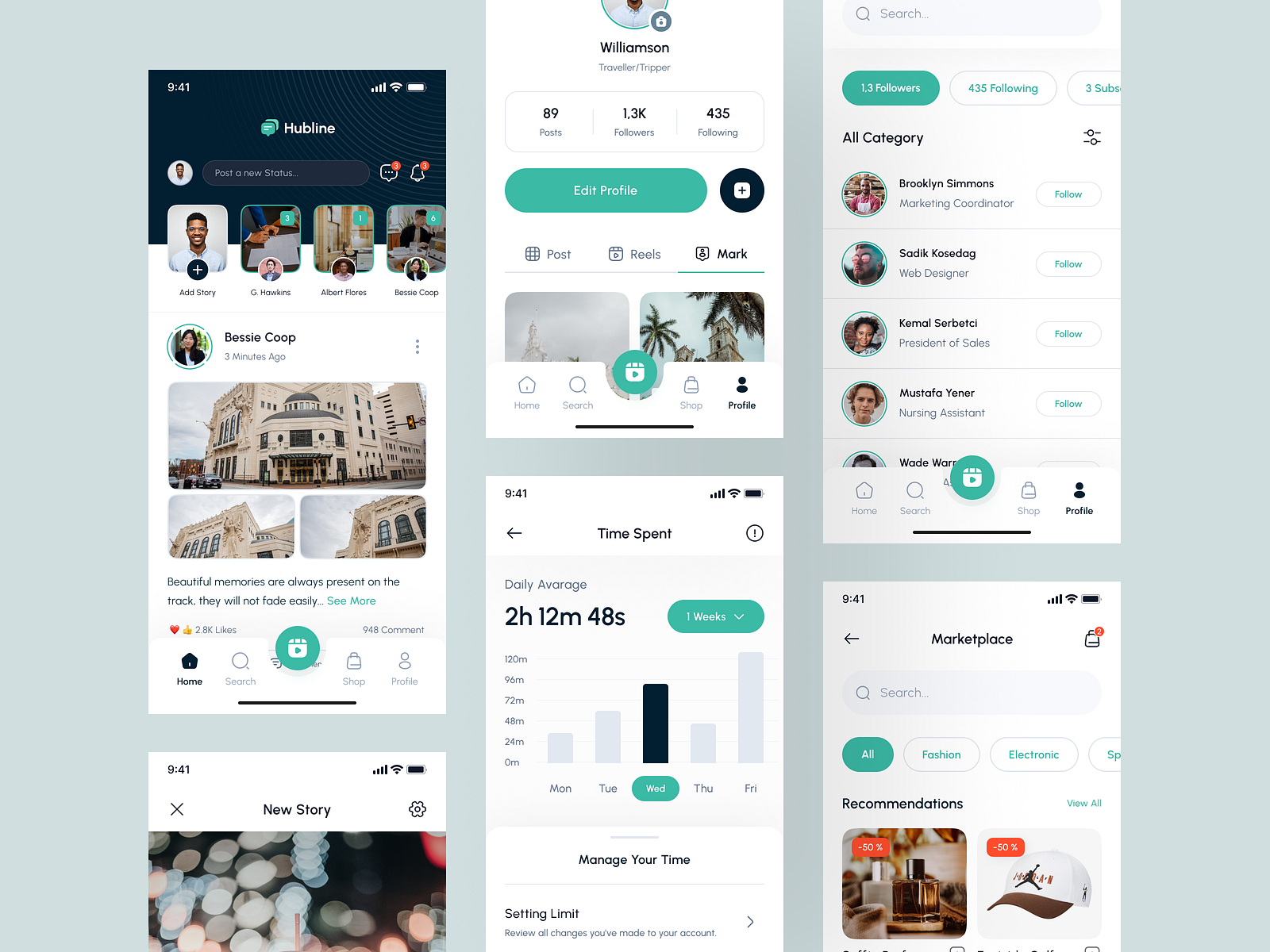 Hubline - Social Network App UI Kit by Uxerflow UI/UX on Dribbble