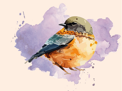 Watercolor bird sparrow