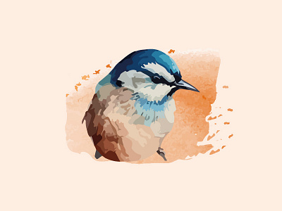Watercolor bird sparrow
