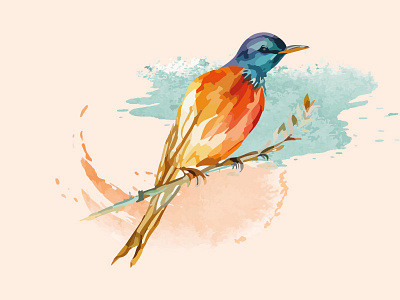 Watercolor bird sparrow