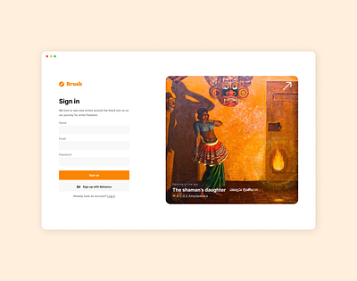 Brush, Art platform Sign in screen design graphic design ui ux