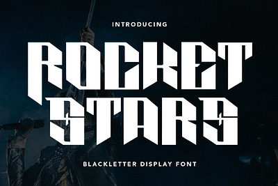 Rocket Stars Blackletter Display Font animation branding font fonts graphic design illustration logo nostalgic