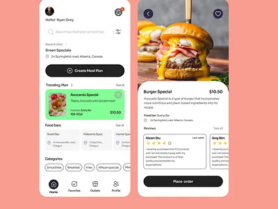 Foodbar app app design illustration typography ui ux