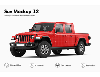 Jeep Gladiator Mockup 3d auto car mockup jeep jeep gladiator stickers template vehicle mockup vehicle wrap vinyl wrap wrap wrapping