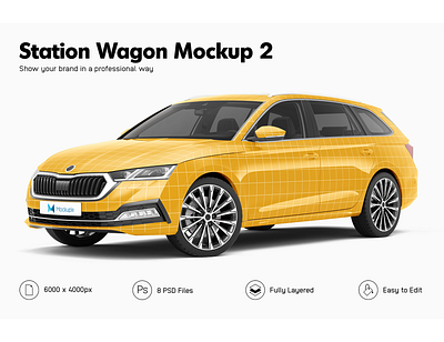 Skoda Octavia Station Wagon Mockup auto car mockup design skoda skoda station wagon stickers template vehicle mockup vehicle wrap wrapping