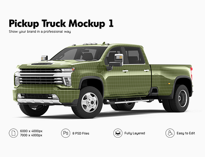 Chevrolet Silverado 3500HD Mockup chevrolet silverado mockup pickup silverado stickers template truck vehicle mockup vehicle wrap wrapping