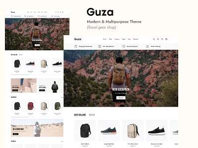 Guza - Modern & Multipurpose Theme -part 4 backpack climb design ecommerce gear hat hikking modern shose template theme travel travel gear trekking ui ui design uidesign webdesign website