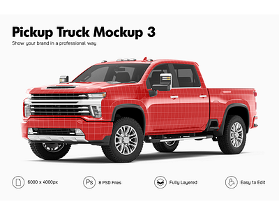 Chevrolet Silverado 2500HD Mockup 3d car mockup chevrolet silverado pickup truck mockup stickers template vehicle mockup vehicle wrap wrapping