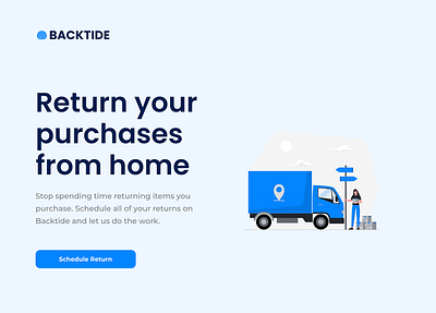 Backtide - Package Return Service Landing Page + Branding branding design illustration landing page logo ui ux web website website design website development