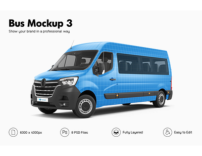 Renault Master Bus Mockup 3d bus mockup mockup renault master bus template van mockup vehicle mockup vehicle wrap wrapping