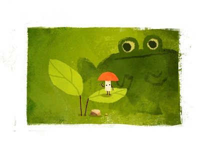 mushroom and frog illustration