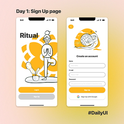DailyUI Challenge. Day 1 - Sign Up Page 001 dailyui sign up ui