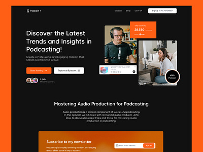 Podcast plus is a template design for podcasters darkmode figmadesign ui we web webdesign webflow