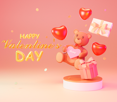 Happy Valentine's Day! 3d 3d illustration adobe photoshop app blender cartoon cozy design graphic design illustration landing page logo ui uiux valentines day web design