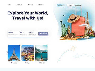 Traveling website landing page homepage landingpage travel travelagancy ui website