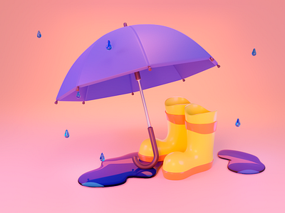 Rainy day 3d 3d illustration adobe photoshop app blender cartoon design graphic design illustration landing page logo low poly ui uiux web design