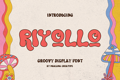 Riyollo Groovy Decorative Display Font animation branding design font fonts graphic design illustration logo nostalgic