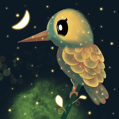 Birdge animation bird graphic design illustration light moon plant star vector