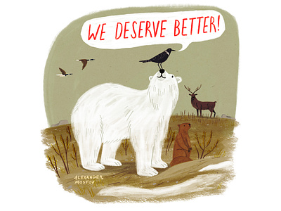 We Deserve Better animal art bear character design doodle drawing editorial goauche illustration kidlit logo painting people picture book texture ui