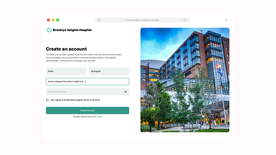 Login Page for a Hospital account create account design login login page ui