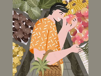 Groceries fruit groceries illustration man shopping
