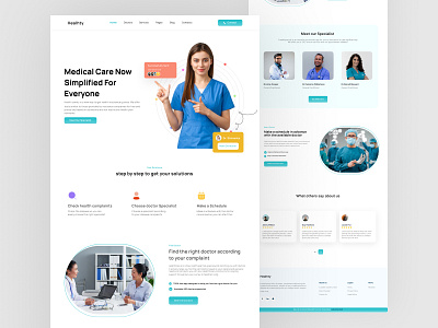 Healthcare Website Landing Page clinic doctor figma health health landing page healthcare home page hospital landing page medicine minimalist ui uiux web design white landing page