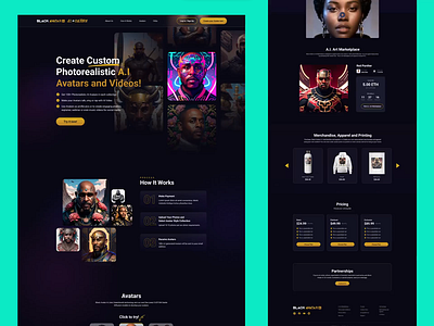 Black Avatar AI Design (UI/UX) app branding clean design homepage minimal typography ui ux webapp website