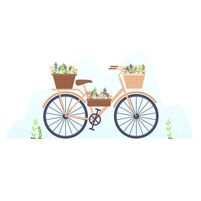 Bicycle with Flowers Illustration bicycle bicycle flower bicycle with flower branding custom illustration design design illustrator flat flat illustration flower graphic design illustration illustration art logo motion graphics ui vector