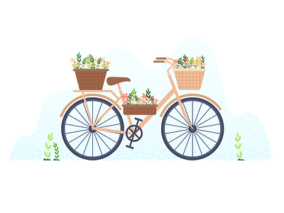 Bicycle with Flowers Illustration bicycle bicycle flower bicycle with flower branding custom illustration design design illustrator flat flat illustration flower graphic design illustration illustration art logo motion graphics ui vector