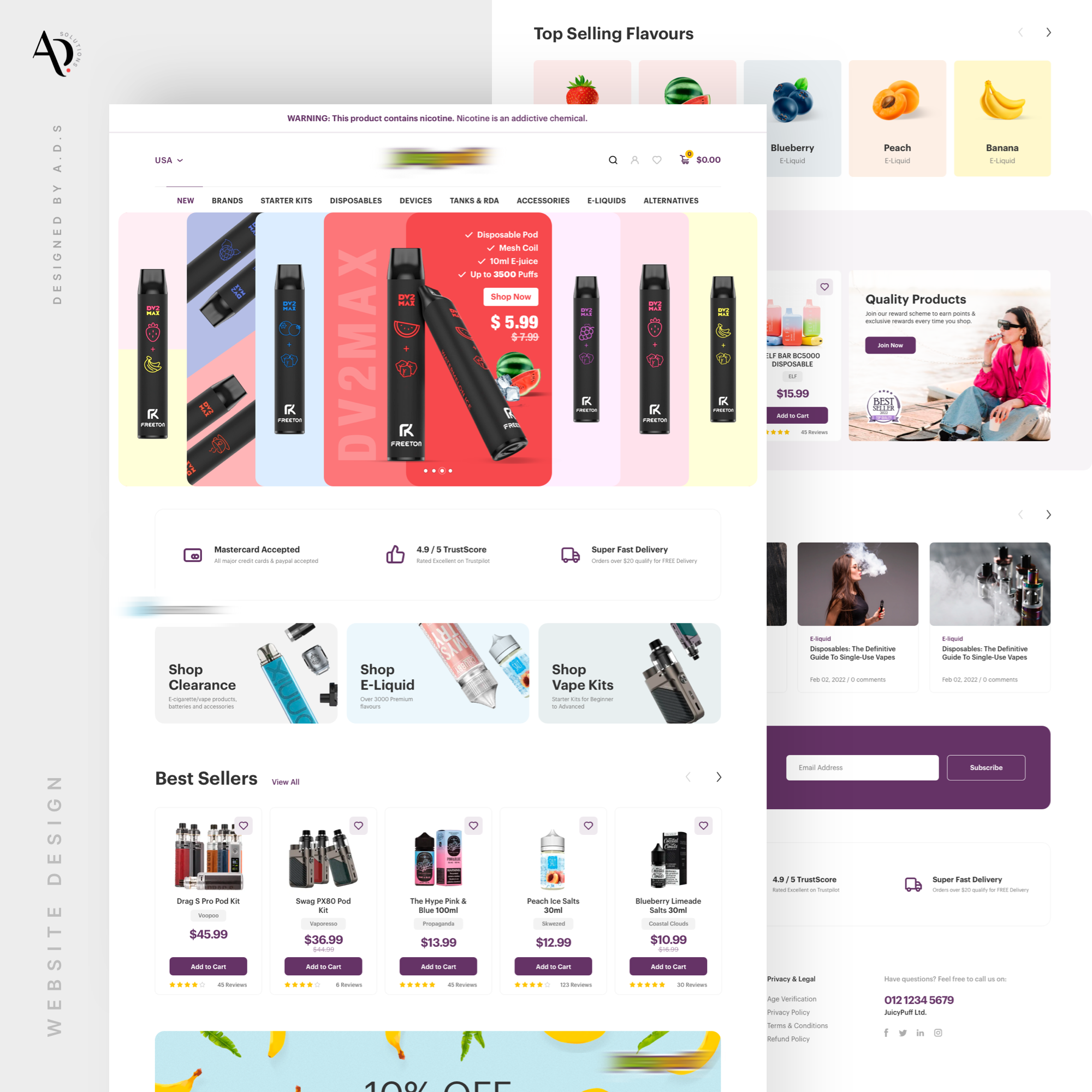 Vapes E-Shopping Website clean web creative web design graphic design illustration responsive website vape vapes e shopping website website design