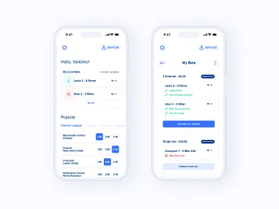 Sports Betting App v2.0 betting design football interface ios iosapp layout minimal mobile sport sportsbetting ui ux