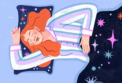 Sleep Guide character digital editorial folioart health illustration olivia waller sleep texture woman