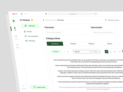 Booki - Ebook Dashboard bookmarks clean clean design concept dasboard for book reading dashboard discover book ebook library product design reading experience ui user interface
