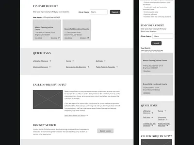 Mobile-friendly Homepage cards courts homepage judicial link groups low fi responsive