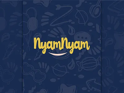 Nyam Nyam - Logo Design blendtool branding burger logo chicken logo design doodle dribbble dribbble best shot flat graphic design illustration letter mark lettering logo logo design logo identity pizza logo typography yummy yummy logo