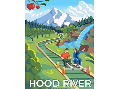 Railbikes Poster design flat illustration minimal poster print vector