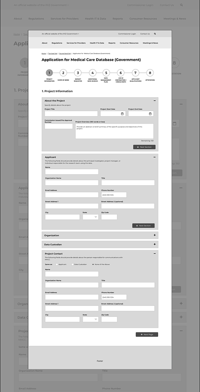 Complex multi-step webform accordion cognitive load complex form fields low fidelity multi step page navigation webform