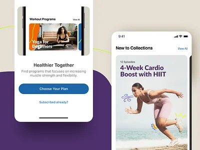 Fitness Subscription Service 🏋️‍♀️ branding concept design daily ui design fitness illustration mobile app shapes subscription service ui vibrate visual design