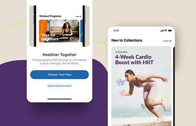 Fitness Subscription Service 🏋️‍♀️ branding concept design daily ui design fitness illustration mobile app shapes subscription service ui vibrate visual design