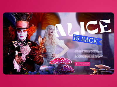 Alice in Wonderland | Website for trailer alice in wonderland design film graphic design landing page matte painting minimal phoroshop photo manipulation presentation promo site typography ui ux web website