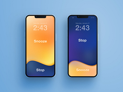 iPhone Alarm UI Design alarm app bold colors design minimalism mobile app ui