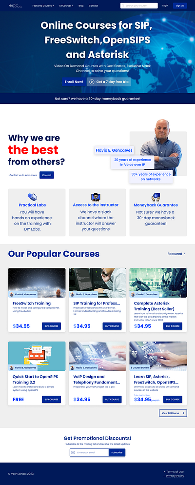 VoIP School Online Course Website design landing page ui ux