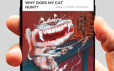 Why does my cat hunt? blog cat colorful digital painting editorial fun hunt illustration mice post website