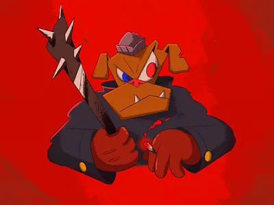 Dog Villain animal animal character baseball boss cartoon character character art character design dog dog character enemy evil florian farhay harbour illustration red sailor smoke villain weapon
