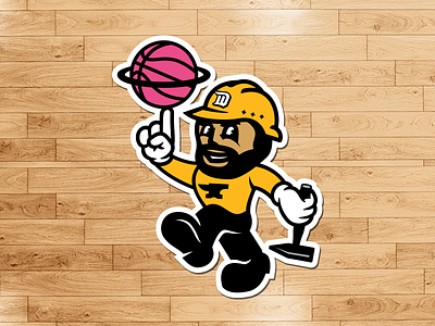 Spin it!!! basketball mascot sports sticker stickermule